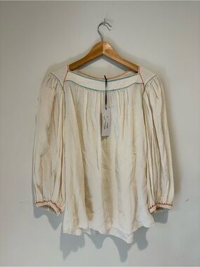 Anna Rae Color Stitched Ivory Shirt